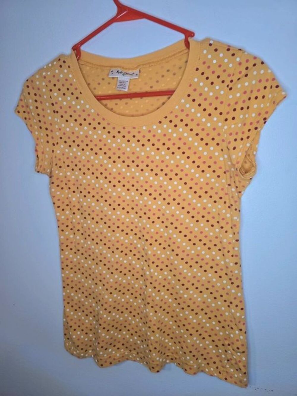 Vintage Y2K Self Esteem Polka Dot Baby Tee XL Butterfly Tag 2000s